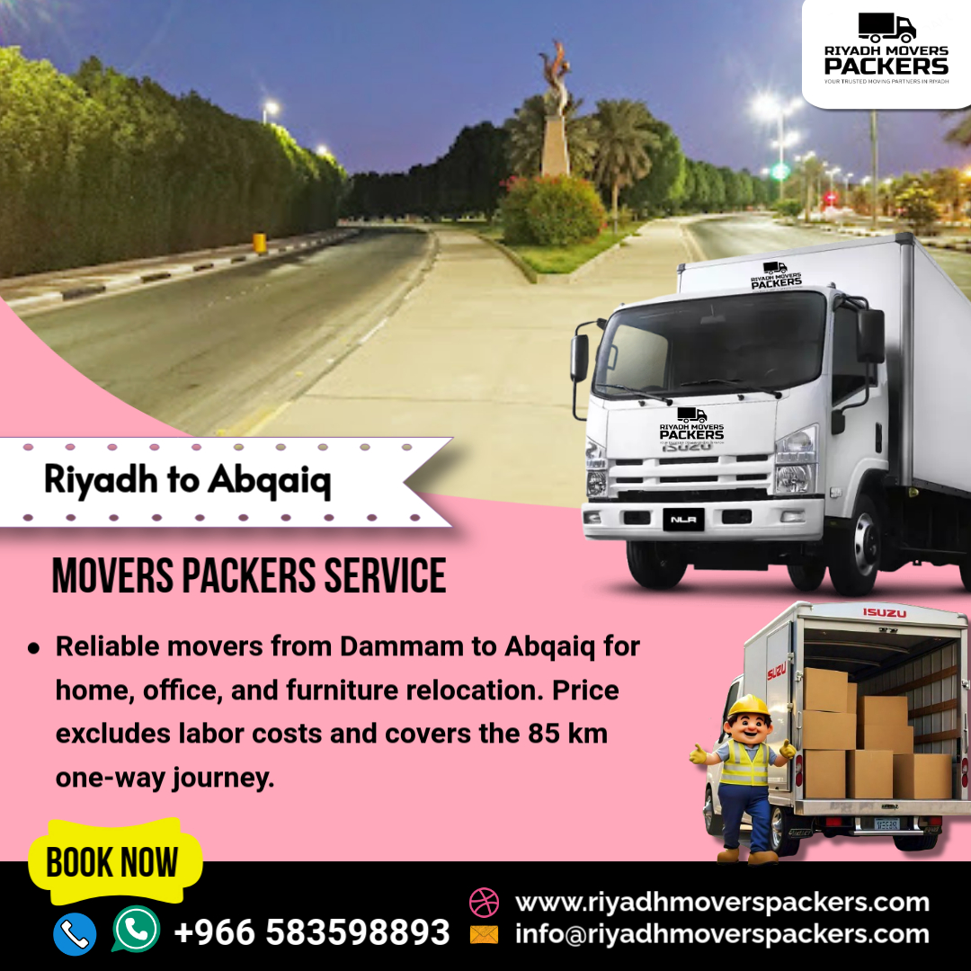 Dammam to Abqaiq Movers Packers Services